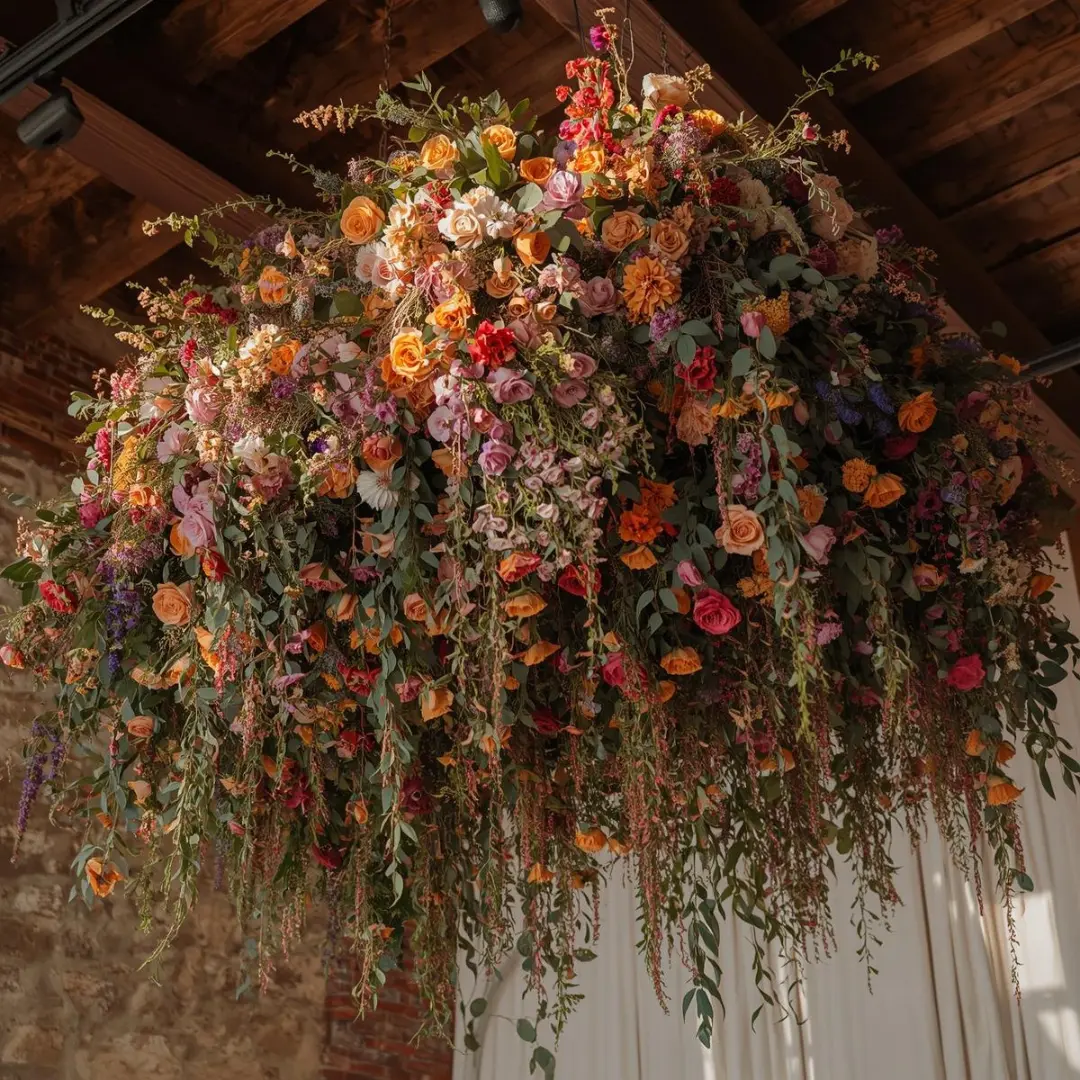 Cascading floral installation